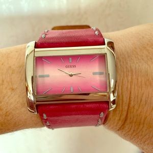 Guess Pink Watch with 💯 Leather Band